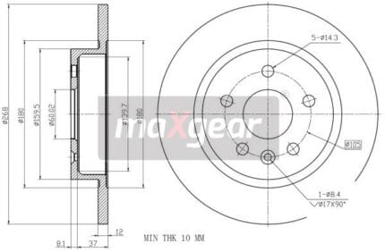 brake disc OPEL T. ASTRA 09- KOťA 15 CALI